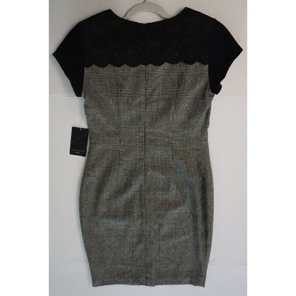 Zara Basic 2753/228/093 Women's Sz L Glen Plaid Wool Blend Sheath Dress $159 - Picture 11 of 14